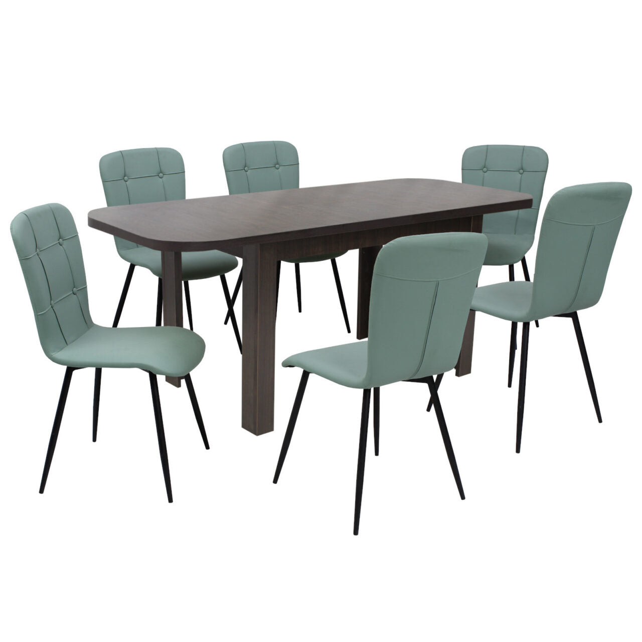 Tisch Roma Wenge mit 6 Stühlen Luca (Kunstleder)